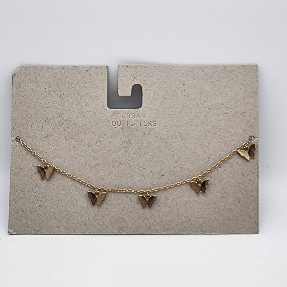 NWT Urban Outfitters Gold Tone Butterfly Necklace